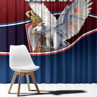Serbia Window Curtain White Double Headed Eagle With Coat Of Arms - Wonder Print Shop