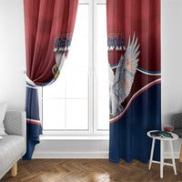 Serbia Window Curtain White Double Headed Eagle With Coat Of Arms - Wonder Print Shop