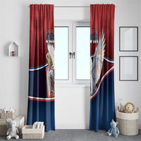 Serbia Window Curtain White Double Headed Eagle With Coat Of Arms - Wonder Print Shop