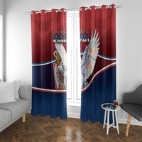 Serbia Window Curtain White Double Headed Eagle With Coat Of Arms - Wonder Print Shop