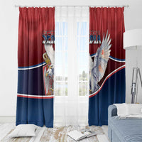 Serbia Window Curtain White Double Headed Eagle With Coat Of Arms - Wonder Print Shop