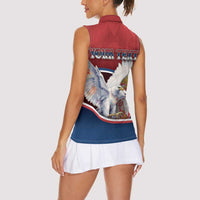 Personalized Serbia Women Sleeveless Polo Shirt White Double Headed Eagle With Coat Of Arms - Wonder Print Shop