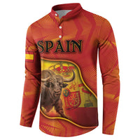 Personalized Spain Button Sweatshirt The Spanish Fighting Bull With Coat Of Arms - Wonder Print Shop