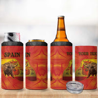 Personalized Spain 4 in 1 Can Cooler Tumbler The Spanish Fighting Bull With Coat Of Arms - Wonder Print Shop