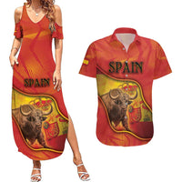 Personalized Spain Couples Matching Summer Maxi Dress and Hawaiian Shirt The Spanish Fighting Bull With Coat Of Arms - Wonder Print Shop