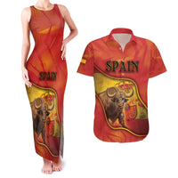 Personalized Spain Couples Matching Tank Maxi Dress and Hawaiian Shirt The Spanish Fighting Bull With Coat Of Arms - Wonder Print Shop