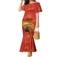 Personalized Spain Family Matching Mermaid Dress and Hawaiian Shirt The Spanish Fighting Bull With Coat Of Arms - Wonder Print Shop