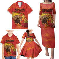 Personalized Spain Family Matching Puletasi and Hawaiian Shirt The Spanish Fighting Bull With Coat Of Arms - Wonder Print Shop