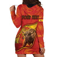 Personalized Spain Hoodie Dress The Spanish Fighting Bull With Coat Of Arms - Wonder Print Shop