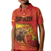 Personalized Spain Kid Polo Shirt The Spanish Fighting Bull With Coat Of Arms - Wonder Print Shop