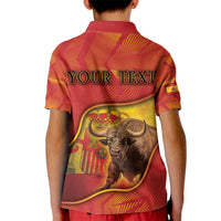 Personalized Spain Kid Polo Shirt The Spanish Fighting Bull With Coat Of Arms - Wonder Print Shop