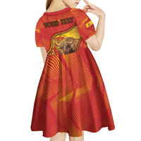Personalized Spain Kid Short Sleeve Dress The Spanish Fighting Bull With Coat Of Arms - Wonder Print Shop