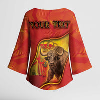 Personalized Spain Kimono Sleeve Blouse The Spanish Fighting Bull With Coat Of Arms - Wonder Print Shop