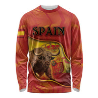Personalized Spain Long Sleeve Shirt The Spanish Fighting Bull With Coat Of Arms - Wonder Print Shop