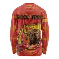 Personalized Spain Long Sleeve Shirt The Spanish Fighting Bull With Coat Of Arms - Wonder Print Shop