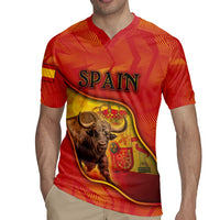 Personalized Spain Rugby Jersey The Spanish Fighting Bull With Coat Of Arms - Wonder Print Shop