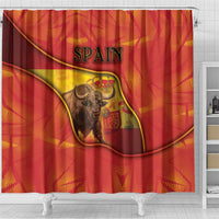 Spain Shower Curtain The Spanish Fighting Bull With Coat Of Arms - Wonder Print Shop