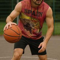 Personalized Spain Sleeveless Hoodie The Spanish Fighting Bull With Coat Of Arms - Wonder Print Shop