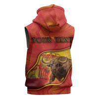 Personalized Spain Sleeveless Zip Hoodie The Spanish Fighting Bull With Coat Of Arms - Wonder Print Shop