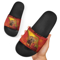 Spain Slide Sandals The Spanish Fighting Bull With Coat Of Arms - Wonder Print Shop