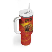 Personalized Spain Tumbler With Handle The Spanish Fighting Bull With Coat Of Arms - Wonder Print Shop