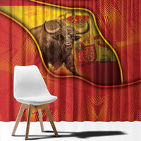 Spain Window Curtain The Spanish Fighting Bull With Coat Of Arms - Wonder Print Shop