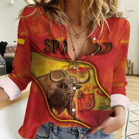 Personalized Spain Women Casual Shirt The Spanish Fighting Bull With Coat Of Arms - Wonder Print Shop