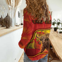 Personalized Spain Women Casual Shirt The Spanish Fighting Bull With Coat Of Arms - Wonder Print Shop