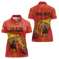Personalized Spain Women Polo Shirt The Spanish Fighting Bull With Coat Of Arms - Wonder Print Shop