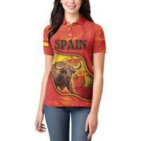 Personalized Spain Women Polo Shirt The Spanish Fighting Bull With Coat Of Arms - Wonder Print Shop