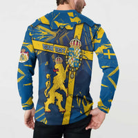 Personalized Sweden Button Sweatshirt Coat Of Arms Unique Style - Wonder Print Shop