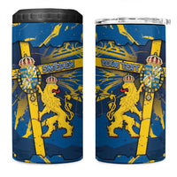 Personalized Sweden 4 in 1 Can Cooler Tumbler Coat Of Arms Unique Style - Wonder Print Shop