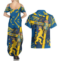 Personalized Sweden Couples Matching Summer Maxi Dress and Hawaiian Shirt Coat Of Arms Unique Style - Wonder Print Shop