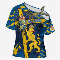 Personalized Sweden Cross Shoulder Shirt Coat Of Arms Unique Style - Wonder Print Shop