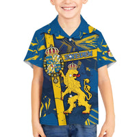 Personalized Sweden Family Matching Off The Shoulder Long Sleeve Dress and Hawaiian Shirt Coat Of Arms Unique Style - Wonder Print Shop