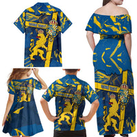 Personalized Sweden Family Matching Off Shoulder Maxi Dress and Hawaiian Shirt Coat Of Arms Unique Style - Wonder Print Shop