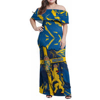 Personalized Sweden Family Matching Off Shoulder Maxi Dress and Hawaiian Shirt Coat Of Arms Unique Style - Wonder Print Shop