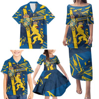 Personalized Sweden Family Matching Puletasi and Hawaiian Shirt Coat Of Arms Unique Style - Wonder Print Shop