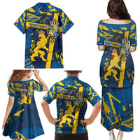 Personalized Sweden Family Matching Puletasi and Hawaiian Shirt Coat Of Arms Unique Style - Wonder Print Shop
