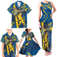 Personalized Sweden Family Matching Tank Maxi Dress and Hawaiian Shirt Coat Of Arms Unique Style - Wonder Print Shop