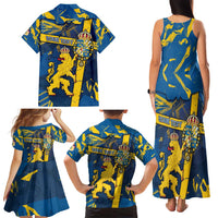 Personalized Sweden Family Matching Tank Maxi Dress and Hawaiian Shirt Coat Of Arms Unique Style - Wonder Print Shop