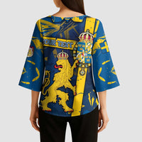 Personalized Sweden Kimono Sleeve Blouse Coat Of Arms Unique Style - Wonder Print Shop