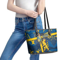 Sweden Leather Tote Bag Coat Of Arms Unique Style - Wonder Print Shop