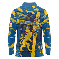 Personalized Sweden Long Sleeve Polo Shirt Coat Of Arms Unique Style - Wonder Print Shop