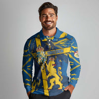 Personalized Sweden Long Sleeve Polo Shirt Coat Of Arms Unique Style - Wonder Print Shop