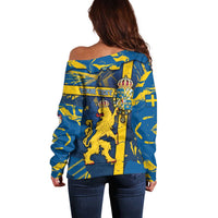 Personalized Sweden Off Shoulder Sweater Coat Of Arms Unique Style - Wonder Print Shop