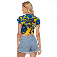 Personalized Sweden Raglan Cropped T Shirt Coat Of Arms Unique Style - Wonder Print Shop