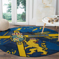 Sweden Round Carpet Coat Of Arms Unique Style - Wonder Print Shop