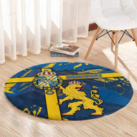 Sweden Round Carpet Coat Of Arms Unique Style - Wonder Print Shop