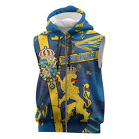 Personalized Sweden Sleeveless Zip Hoodie Coat Of Arms Unique Style - Wonder Print Shop